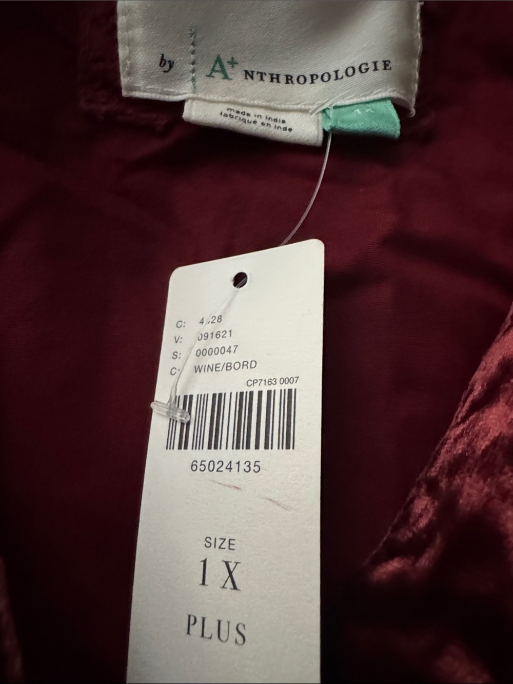 Anthro Velvet Edition Somerset Maxi Dress in Wine / Bordeaux NWT - Picture 4 of 4